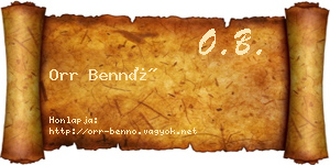 Orr Bennó névjegykártya